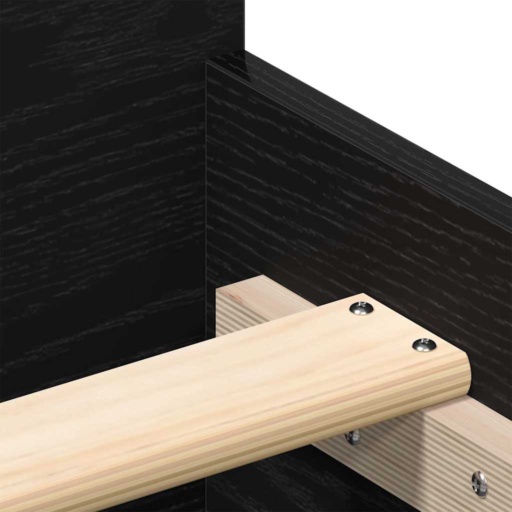 Bed Frame without Mattress Black Oak Look 200 x 200 cm