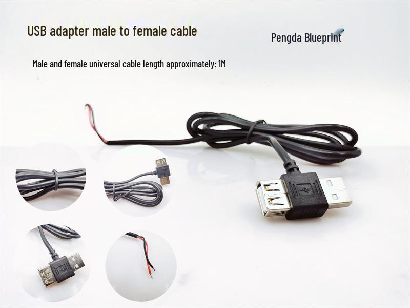 USB Male to Female Straight-Through Extension Cable Adapter