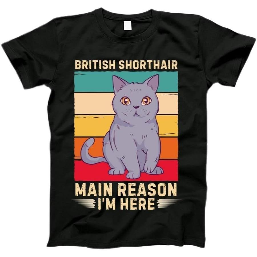 

Retro British Shorthair Main Reason I m Here Cat Lover Long Sleeve T-Shirt T-Shirt, Tanktop, Long Sleeve, Sweatshirt, Hoodie for Men, Women, Kids XXXXXL різнокольоровий