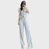 Goddess-Style V-Neck Casual Two-Piece Suit with Slim Wide-Leg Pants, 2025