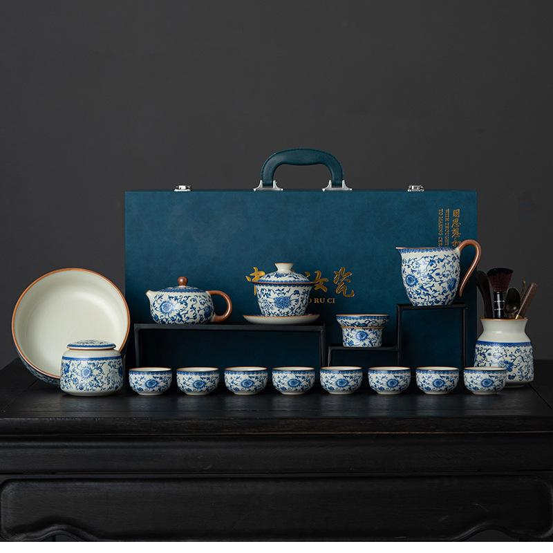 Traditional Portable Tea Set Ceremony Matcha Chinese Gongfu Teapot Tea Set Infuser Mate Cup Tetera Porcelana Tea Set Full