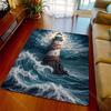 Stormy Waves Lighthouse Swirling Clouds Glow Print Carpet for Living Room Bedroom Sofa Home Decor Non-slip Mat Luxury Gift
