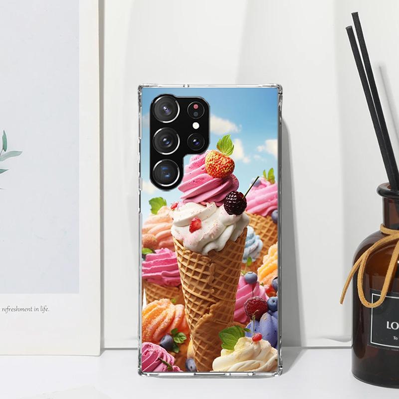Macaron Ice Cream Cake Doughnut Phone Case For Samsung Galaxy S26 S25 Edge S24 FE S23 S22 Ultra S21 Plus S20 + Art Fundas Back C