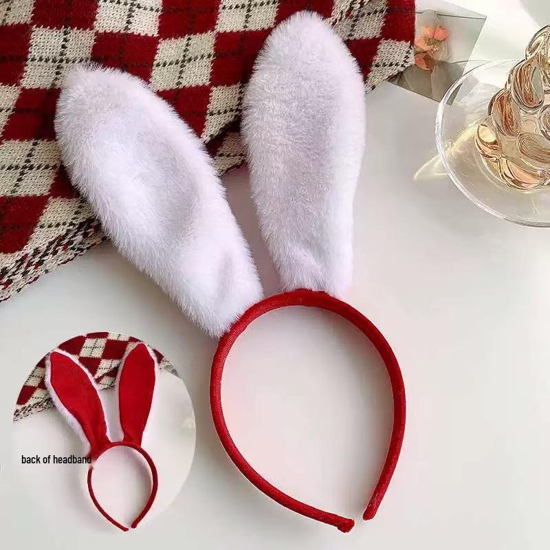 Red Rabbit Ears Headband: Women's Autumn/Winter Christmas Hair Accessory