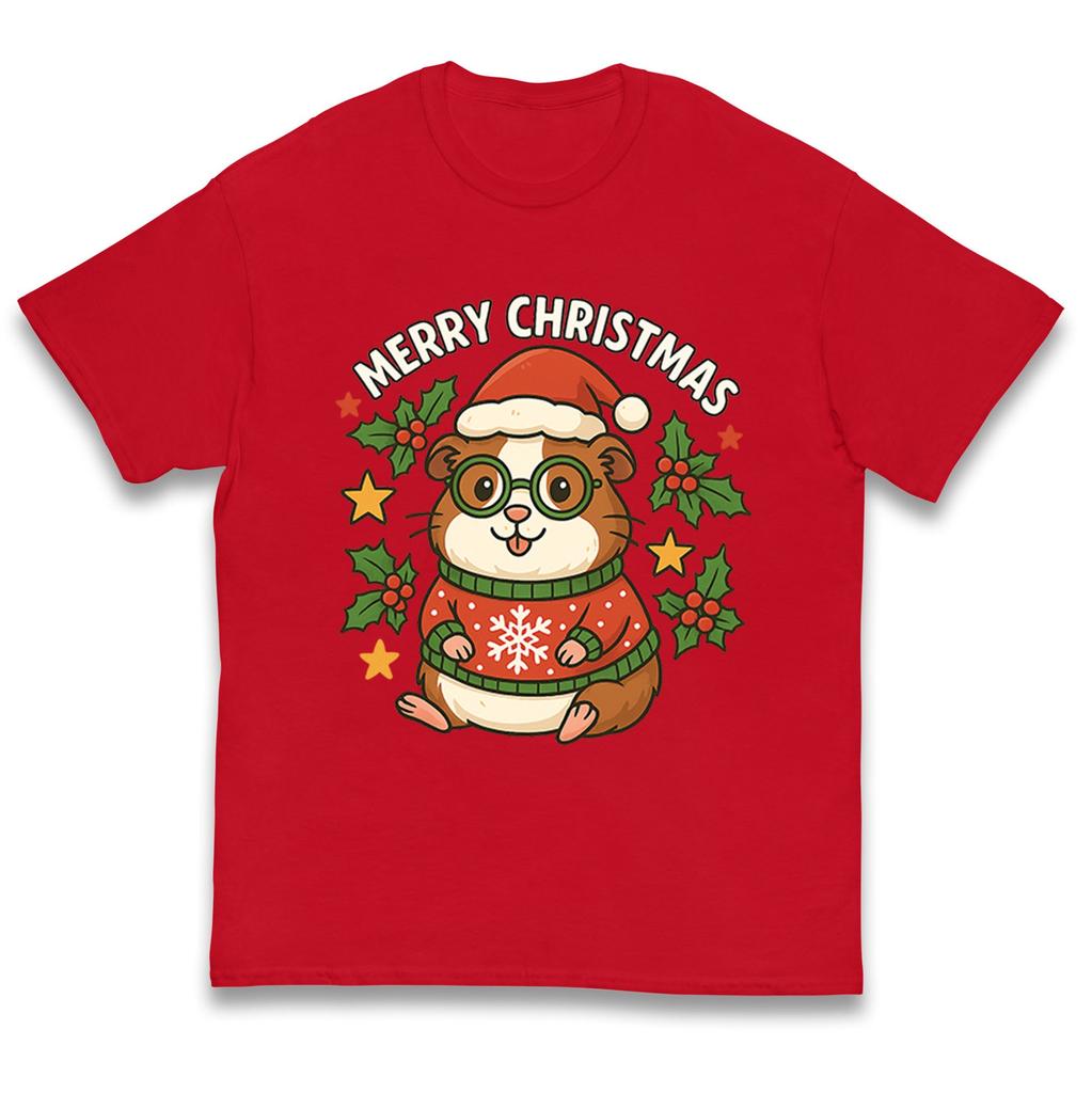 Guinea Pig Merry Christmas Kids T Shirt