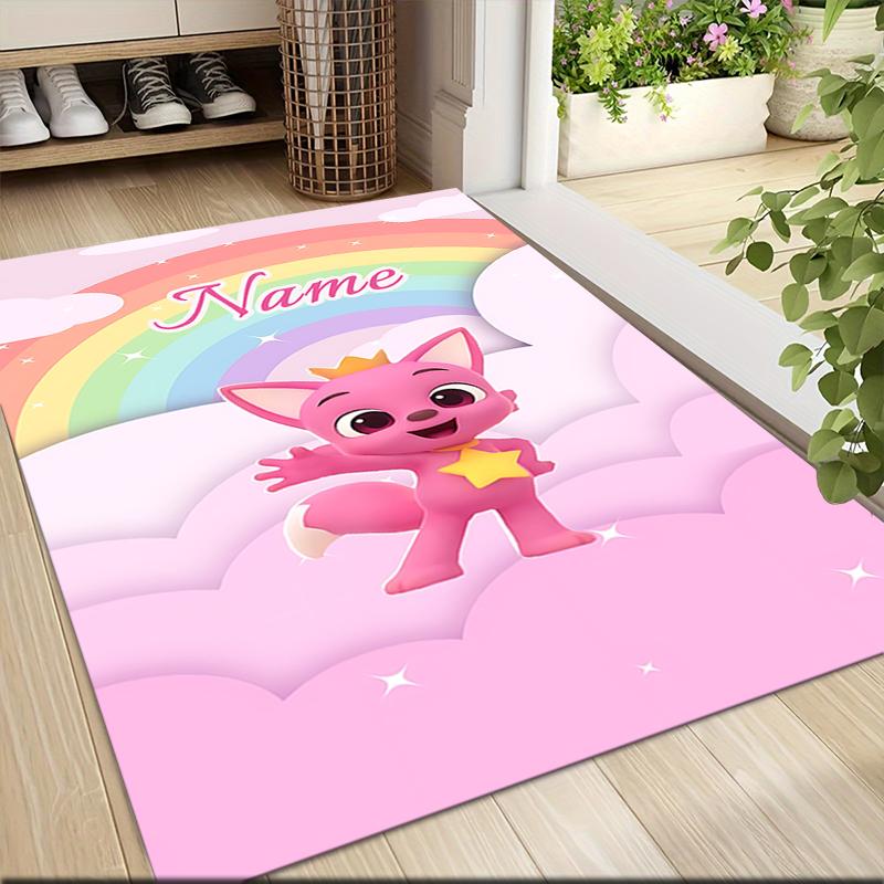 Custom Name Rainbow Fox Adventure Carpet Rug Customizable Soft Washable Anti-Slip Home Living Room Sofa Mats Personalized Rug. 0909161