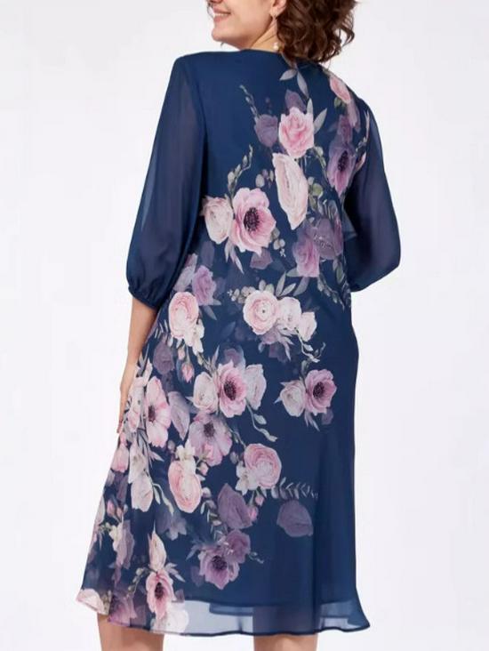 European & American Chic Short Sleeve Patchwork Chiffon Dress