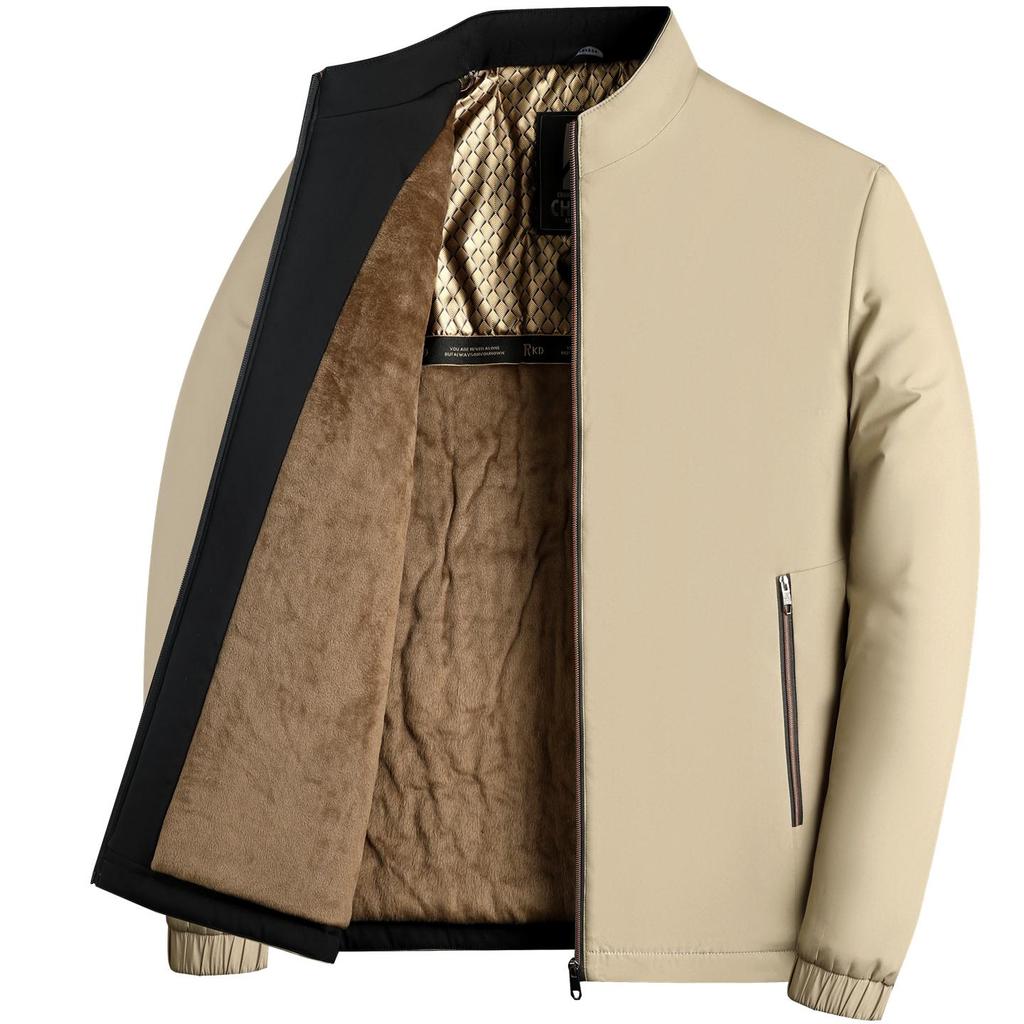 Men's Plus Velvet Thick Cotton Jacket for Autumn/Winter – Middle-aged & Elderly