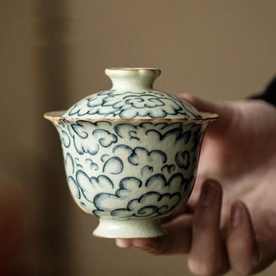 Cloud Ceramic Opening Gaiwan For Tea Blue Tureen Ru Yao Teaware Set Chinese Tea Bowl Chawan Lily Deng's Store Tea Cup