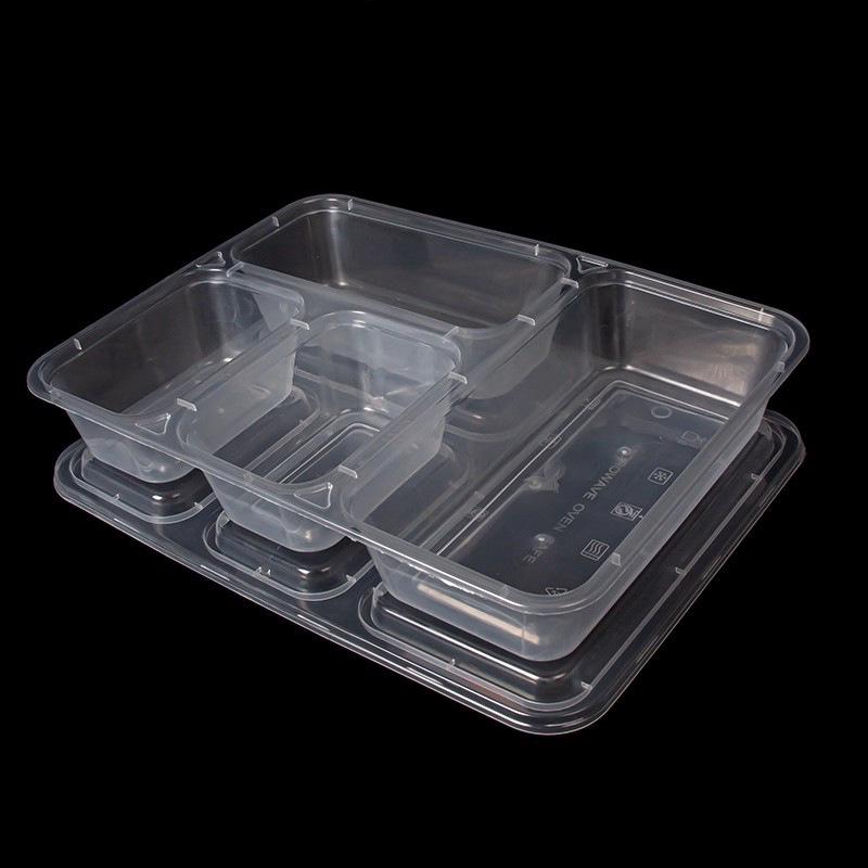 Custom Multi-Compartment Disposable Food Containers - 4, 5, or More Compartments - Takeaway Bento Fast Food Boxes, Rectangular Lunch Boxes