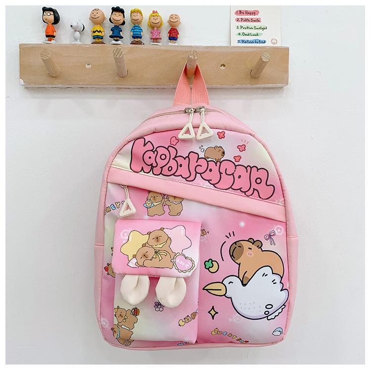 Children Printed Capybara Backpack Breathable Lightweight Cute Schoolbag Cartoon