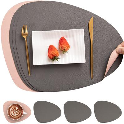 4pcs Table Mat Leather Texture Placemat Washable Non-Slip Insulated Placemats Heat Resistant Insulation Coaster Pads Home Decor