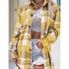 DAFIFY Women's Fashion Casual Spring Autumn Plaid Print Long Sleeve POLO Neck Blouses & Shirts