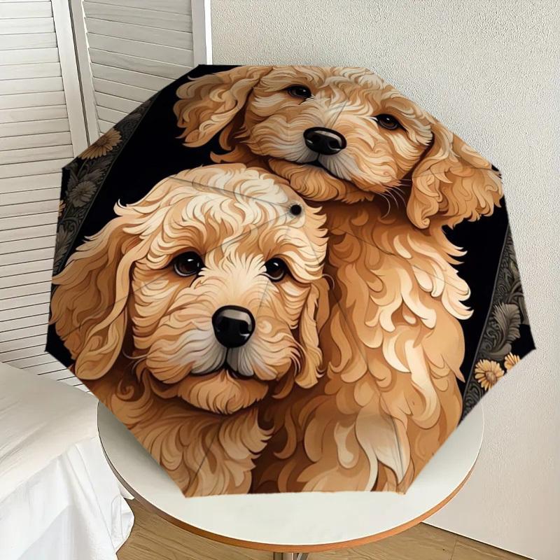 

1pc Floral Poodle Portrait Umbrella with Plastic Handle,Suitable for All Seasons Home Travel Outdoor UmbrellaDD320