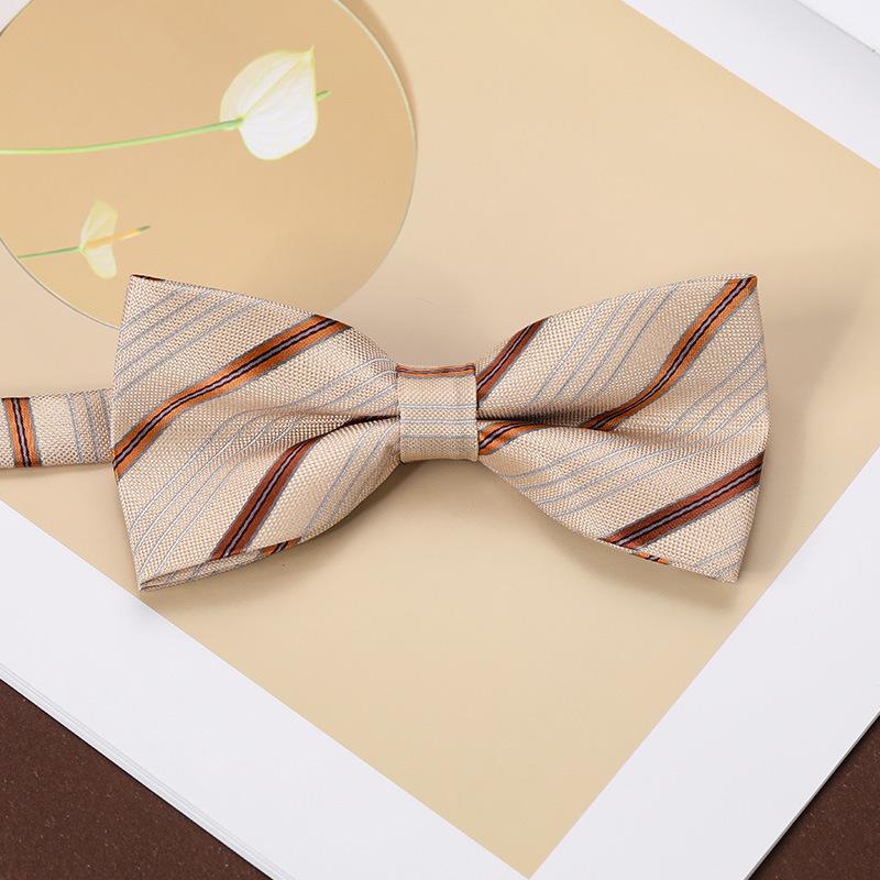 Men'S Fashion Bow Tie Color Woven Jacquard Double Striped Small Flower Business Retro Suit Shirt Bow
