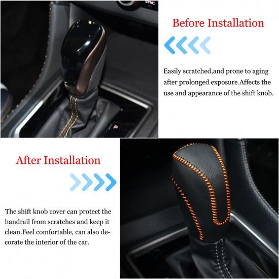 Genuine Leather Car Shift Knobs Cover for Subaru Crosstrek XV Forester 2018-2023/Impreza 2017-2023 Interior Accessories Protective Cover(Black