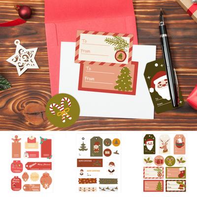 Gift Tag To And from Self-adhesive Cartoon Santa Elk Xmas Theme DIY Present Box