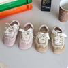 Girls' Korean-style children's sneakers, new spring and autumn German training shoes, pearl lace single shoes, baby walking shoes