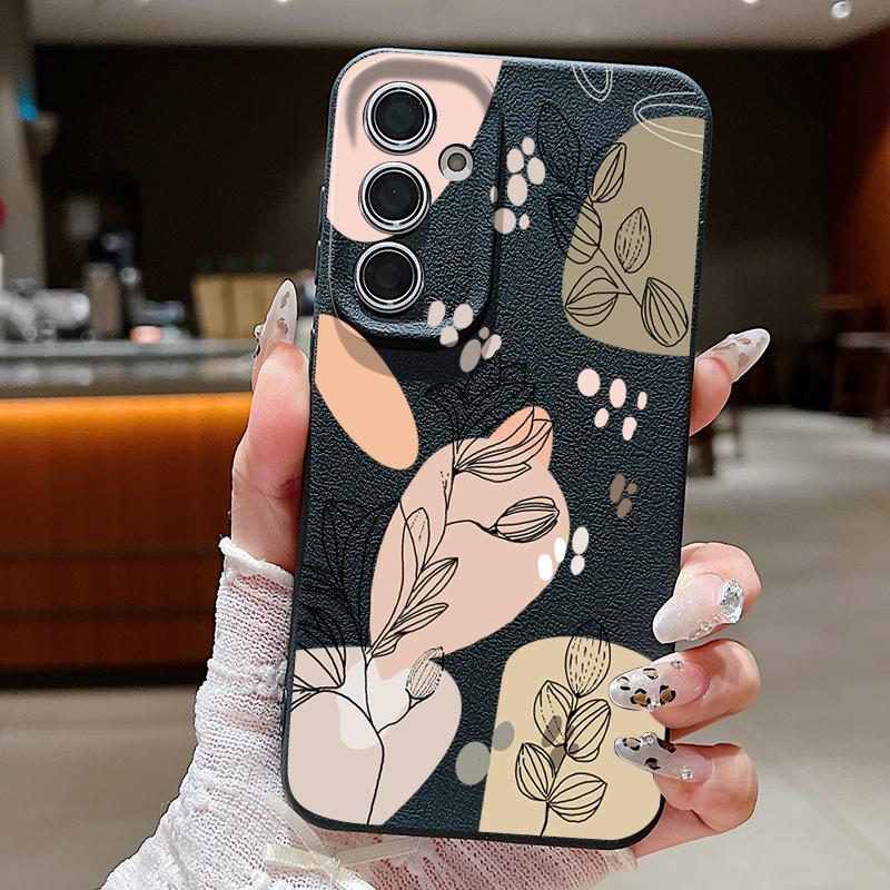 Line Flower Case For Samsung Galaxy A55 A54 A35 A25 A15 5G A16 A53 A52 A34 A14 S20 S21 FE S22 S23 S24 Ultra Capa A56 A26 A36 S25