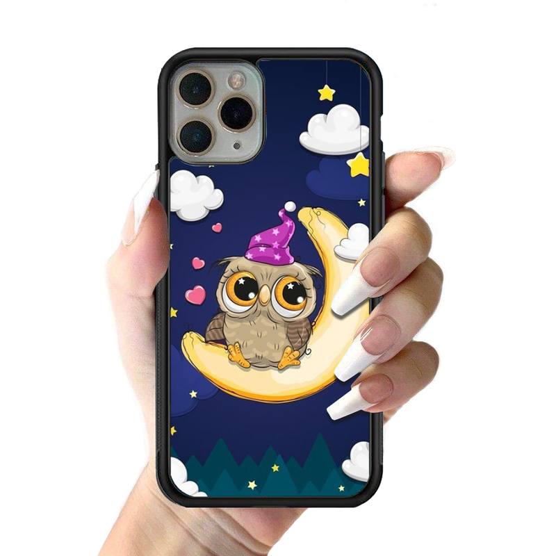 

Чехол для телефона с изображением милой совы из силикона, чехол из ПК+ТПУ для iPhone 11 12 13 Pro Max 8 7 6 Plus X SE XR, твердые чехлы Artificial leather