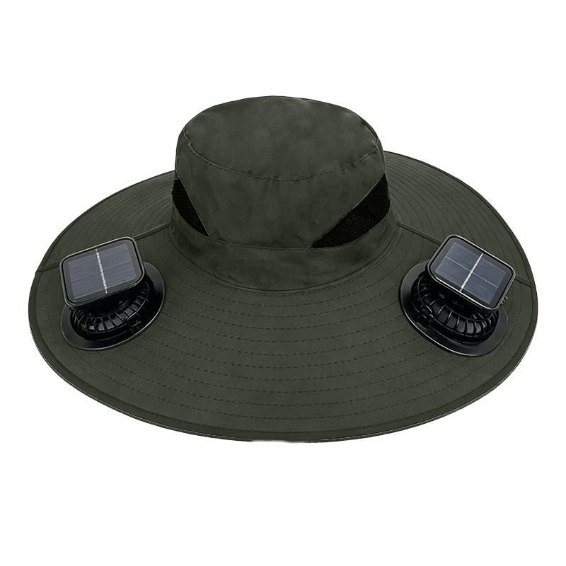 Large Size Quick Dry Bucket Hat With Solar Powered Fan USB Charging Sun Hat For Men Outdoor Hiking Camping Fishing Cooling Wear