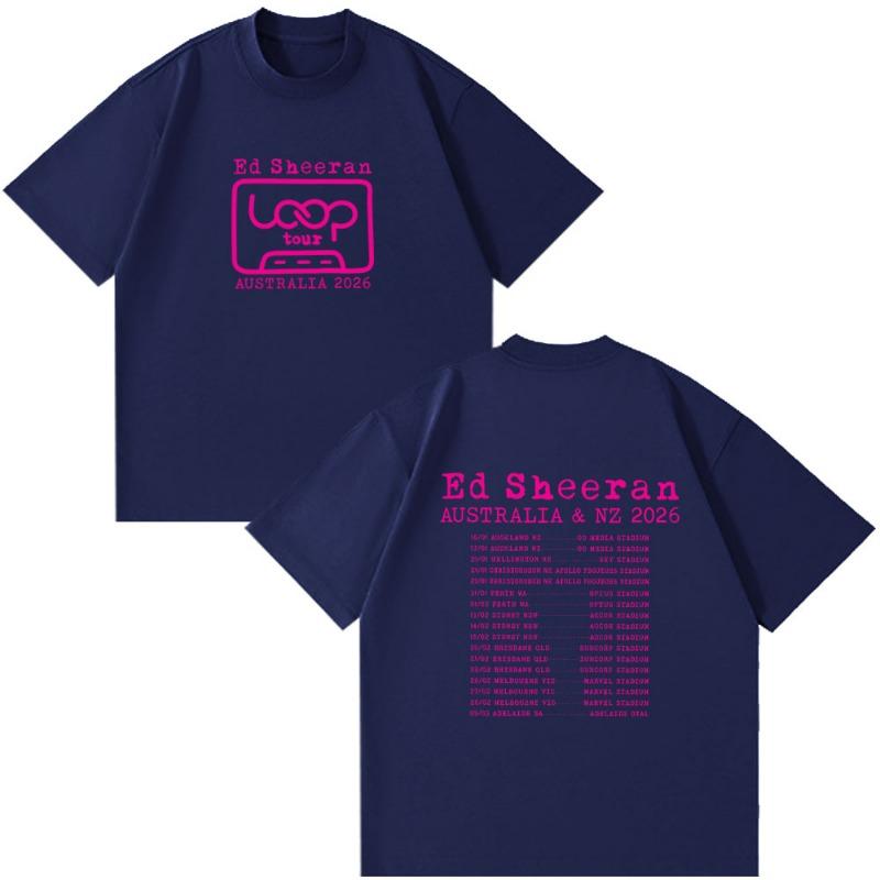 

Ed Sheeran Loop Tour Australia and New Zealand 2026 Tour Merch Summer T Shirt Fans Gifts Men Women Fashion Cotton Style Clothing M темно-синього кольору