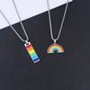 Rectangular Bar LGBT Rainbow Pendant Necklace for Lesbian Gay Stainless Steel Jewelry Gift