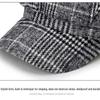 ZHENYUEQI Women's Plaid Wool Octagonal Newsboy Beret Hat