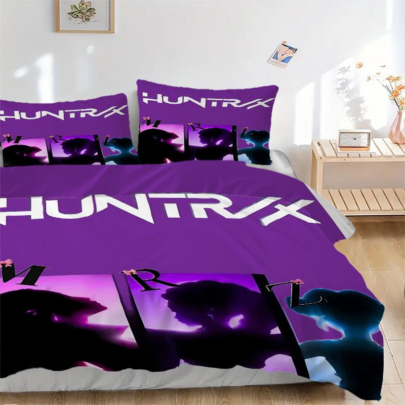 3pcs bedding set K-Pop Demon Hunters Includes 1 Comforter + 2 Pillowcases, Without Pillow Inserts, Soft Comfortable,a0909208