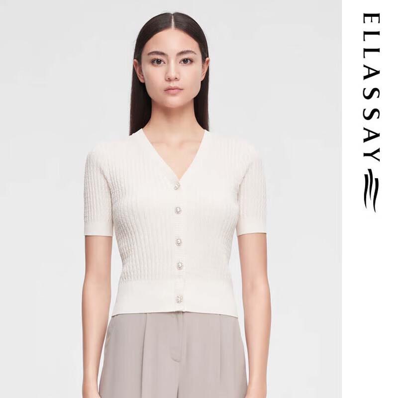 

ELLASSAY Women s Classic V-Neck Short-Sleeve Knit Top M