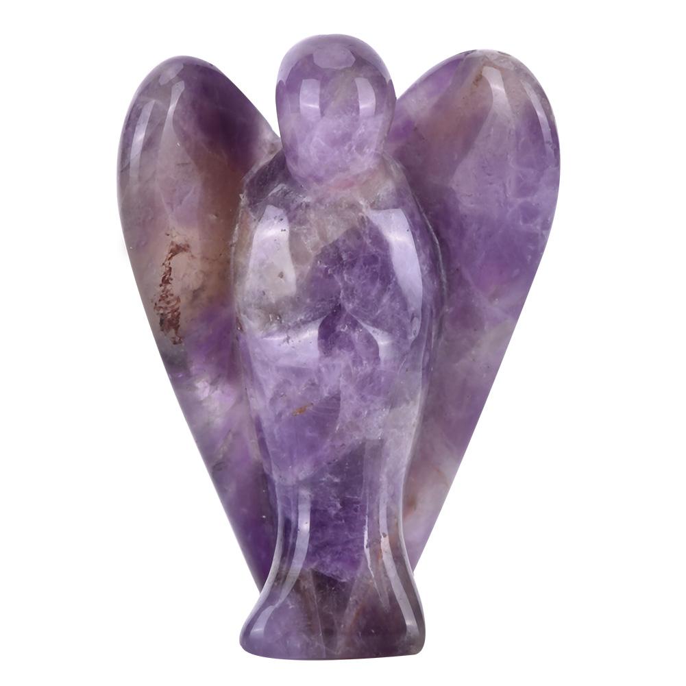 Beautiful Natural Clear Quartz Crystal Healing Power Carved Angel Figurine