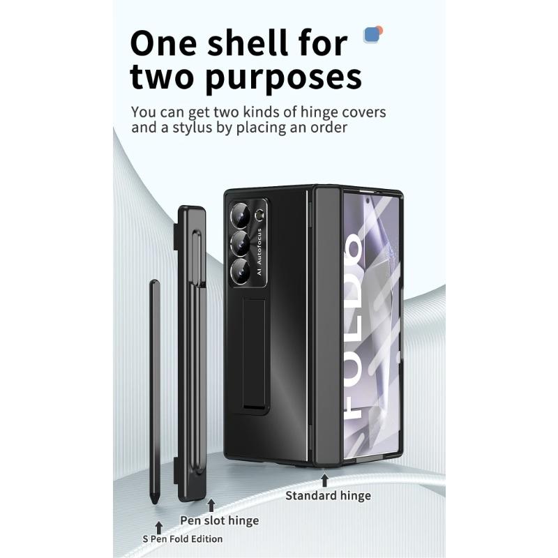 Metal Aluminum Alloy Case for Samsung Galaxy Z Fold 6 5 4 3 with Touch Pen Leather Full Protector Glass Film Stand Folding Cover