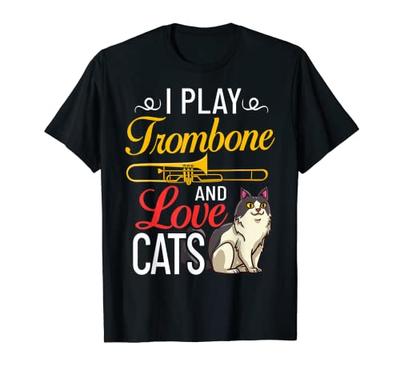 Katze Posaune Musik Blechblasinstrument Spieler T-Shirt