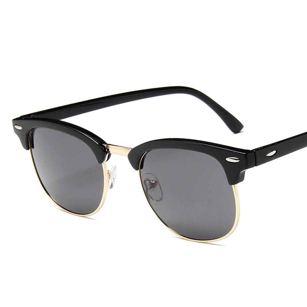 Gepolariseerde zonnebril voor heren en dames Semi-randloos Designer Oog Zonnebril Klassieke Stijl UV400 Bescherming As Picture black