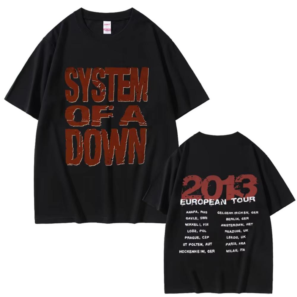 Limited Rock Band System of A Down European Tour 2013 Print T-shirts Male Fashion Tshirt Men Women Vintage Alternative Metal Tee