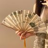 21/22cm Portable Hand Fold Fan New Chinese Style Dance Props Retro Shell Fan Woman Men Bamboo Wood Silk Flower Folding Fan