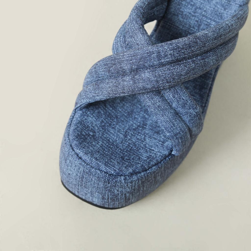 Krazing Pot Mules Polyurethane Summer Size 43 Women Platform Super High Heels Women Peep Toe Slip On Waterproof Sandals