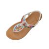 Bohemian Style Roman Toe Ring Beaded Flat Sandals for Women Casual Slip On Elastic Strap Beach Holiday Shoes