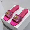 Fashion High-end Diamond Rose Red Women's Slippers Fish-mouthed Back Hollow Lion Cool Slippers Rhinestone Slippers Chain Bag Set B9