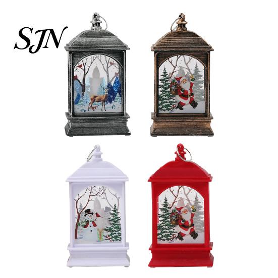 Exquisite Gift for Friends Vintage Christmas Lantern Night Light, Rectangular Glowing Tabletop Decor Warm Atmosphere Light Mantel Party, Flameless LED