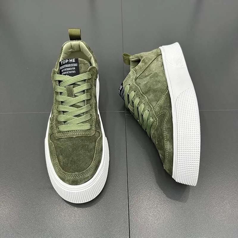 Модная мужская обувь осень-зима замшевые повседневные туфли с круглым носком на шнуровке — фото 6