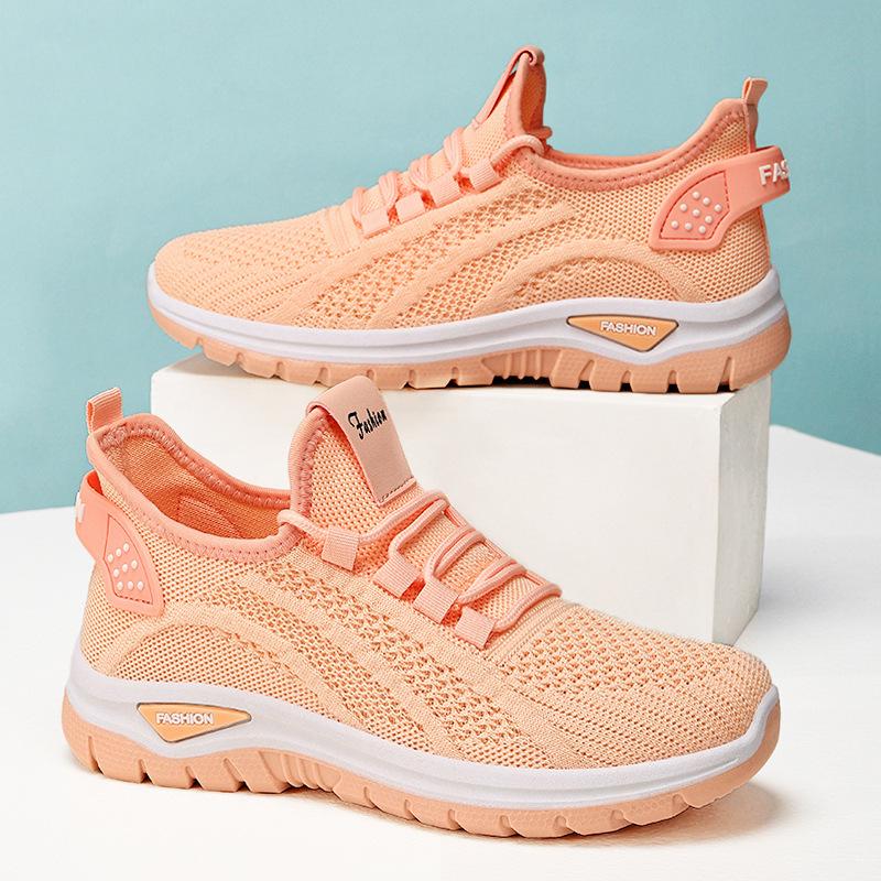 Red Women Sneakers Lace Up Knitted Breathable Mesh Sneakers Women Casual Shoes Gym Ladies Tennis Shoes Zapatos De Mujer