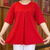 2023 Summer Trendy Mid-Sleeve Polka Dot Round Neck Korean Plus Size Top