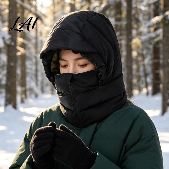 Winter Warm Hat Women Balaclava Hat Wind-Resistant Zipper Face Mask for Cold Weather Thermal Hooded Scraf Outdoor Ski Cycling