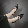 Johnature Retro Pointed Toe High Heels Versatile Genuine Leather And Comfortable Coarse Heels Women's Shoes