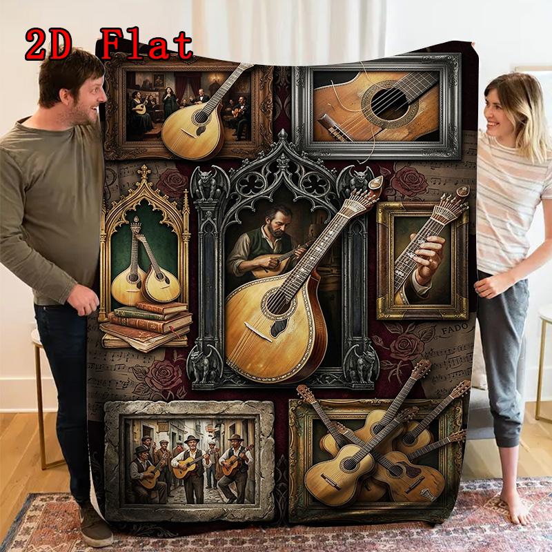 Guitar Legacy Art 2D Flat Pattern Flannel Blanket, High Quality All Seasons, Home Decor, Warmth and Comfort, Perfect for Christmas Gifts.
