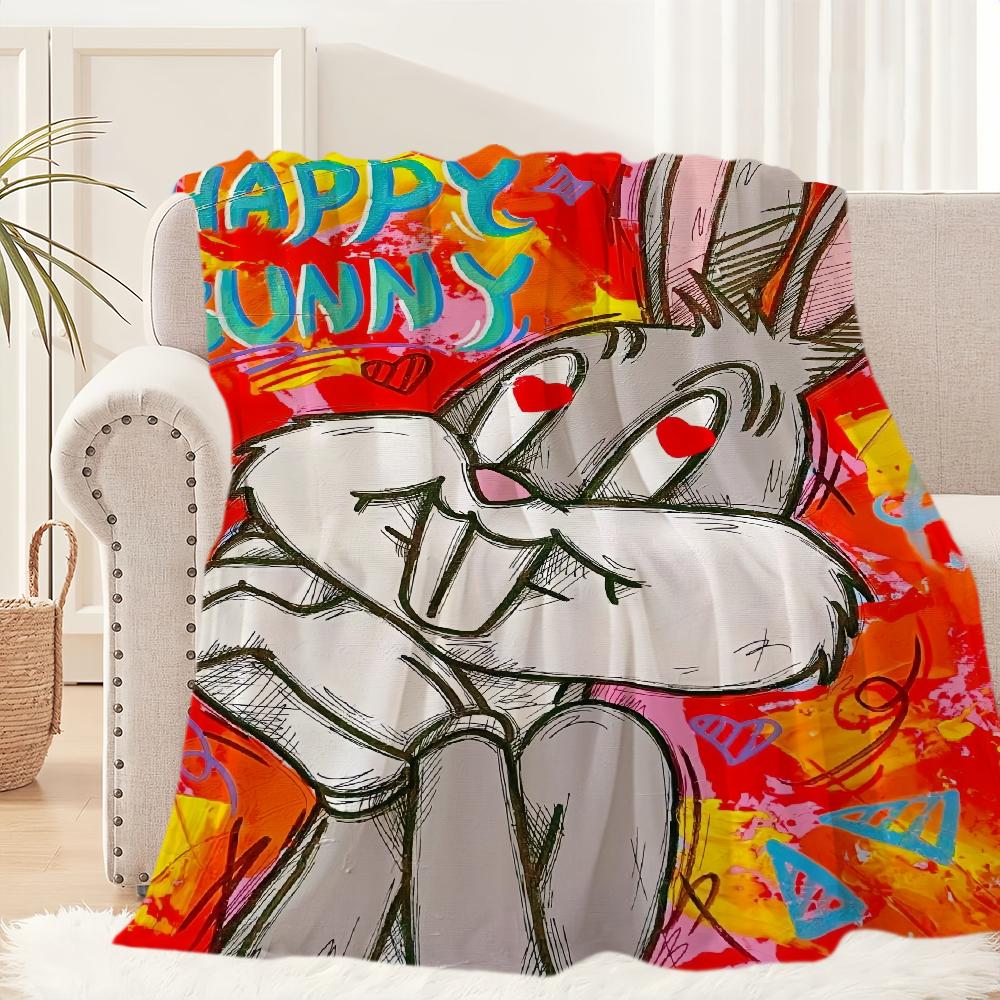 Cartoon B-Bunny Blanket Plush Nap Sofa Rug for Living B-Bugs-S Room Warm Office Bedroom Birthday Home Travel Kid Gifts