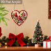Acrylic Heart-Shaped Cardinal Birds Christmas Suncatcher Stained Glass Effect Window Hanging Ornament Bird Lover Holiday Gifts