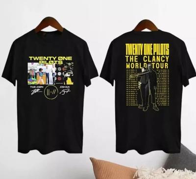 T-shirt Clancy World Tour 2024 dei Twenty One Pilots, Firme dei Twenty One Pilots.
