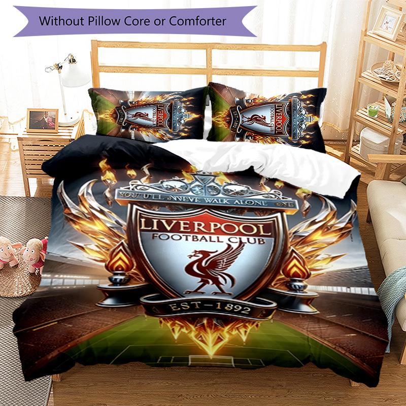 3pcs L-Liverpool (4) Design Cover Set - HD Printed Bedding with 1 Cover and 2 Pillowcases - Perfect for Home and Dorm Decor